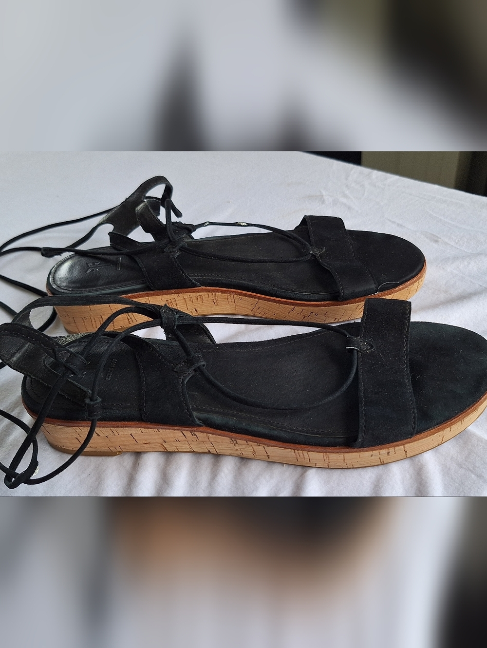 Frye Black Leather Lace Up Sandals Size 9 Gladiator Flat Minimalist